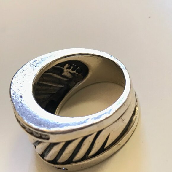 David Yurman 925 Sterling Silver Cable Cigar Band Ring Womens 6 Pave Diamonds - Picture 11 of 14